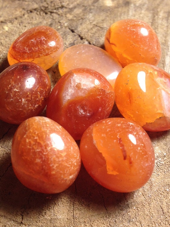 These EXACT Carnelian Tumbled Stone Set rock crystal orange