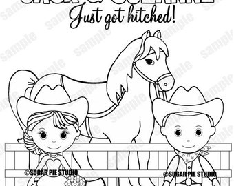 country western farm wedding party favor childrens kids coloring page activity personalized printable pdf or jpeg - Western Coloring Pages country western farm wedding party favor childrens kids coloring page activity personalized printable pdf or jpeg - Western Coloring Pages