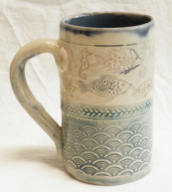 ceramic fish mug 16oz stoneware 16A065