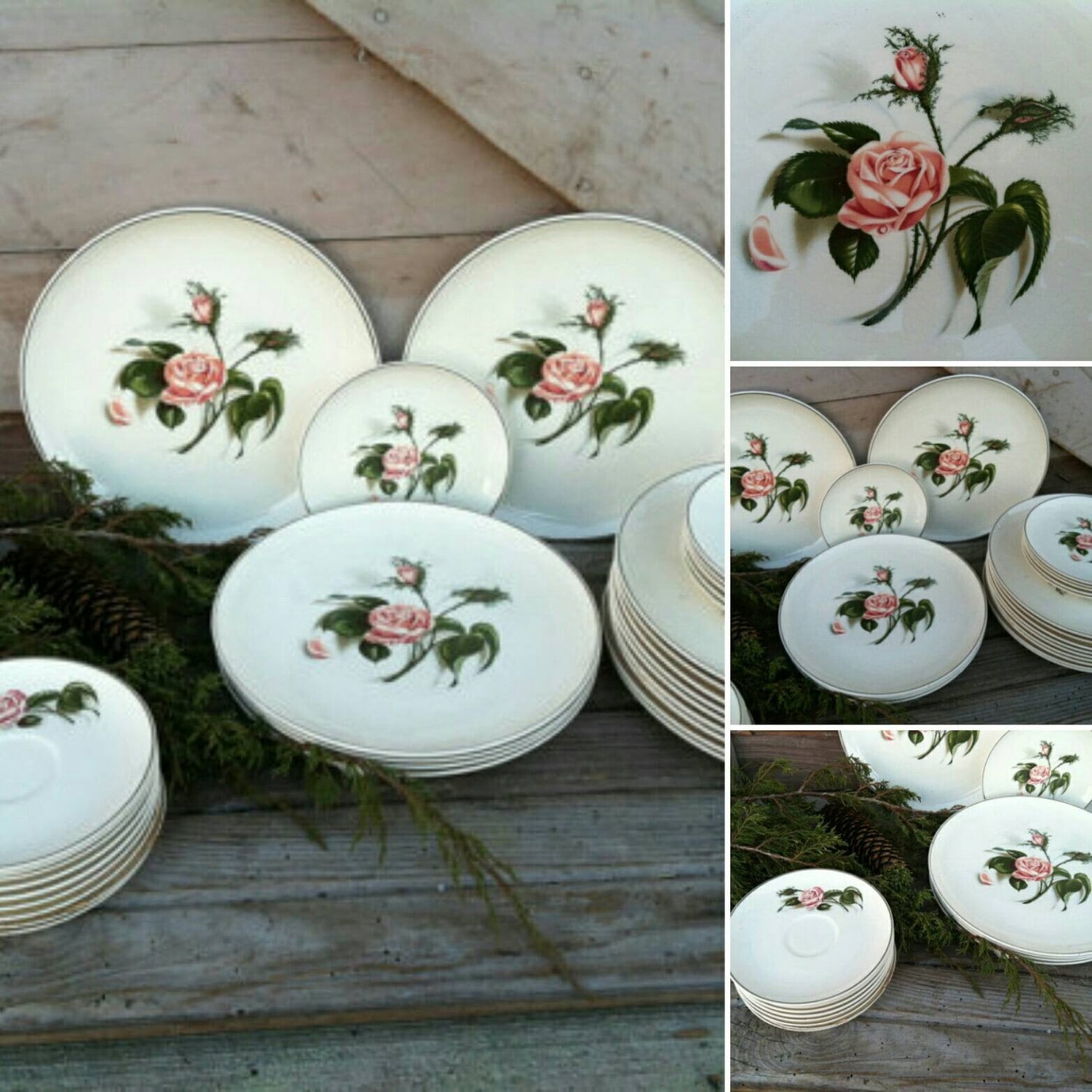 Vintage Rose Dinnerware Shabby Chic Wedding By Happydayantiques   Il Fullxfull.989598063 Eidn 