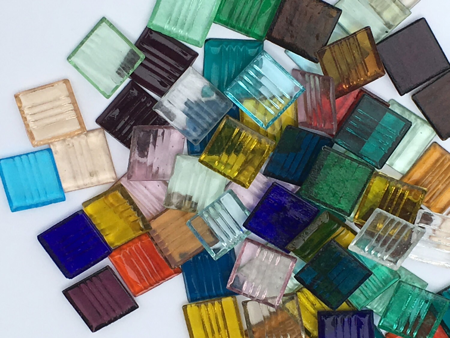 1" Clear MultiColored Vitreous Glass Tiles from FoundOnCurb on Etsy Studio