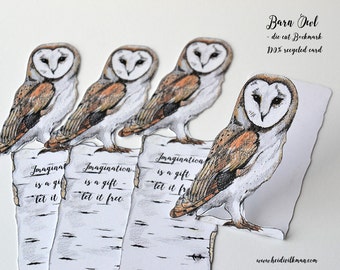 Barn Owl Bookmark, Owl Notelet, Handmade Bookmark, Gift for Book Lovers