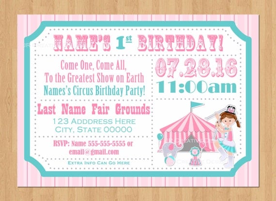 circus ticket invitation girl carnival ticket invite girl circus