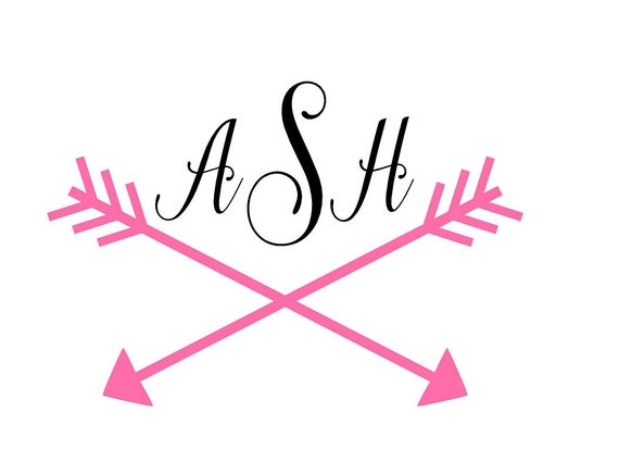 Monogram Arrow Decal Monogrammed Arrow by AStitchofHappiness