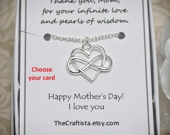 Mother's Necklace - Infinity Heart Necklace - Mom Necklace - Infinity Heart Pendant - Mother of the Bride Gift - Mother's Day Gift -Infinity