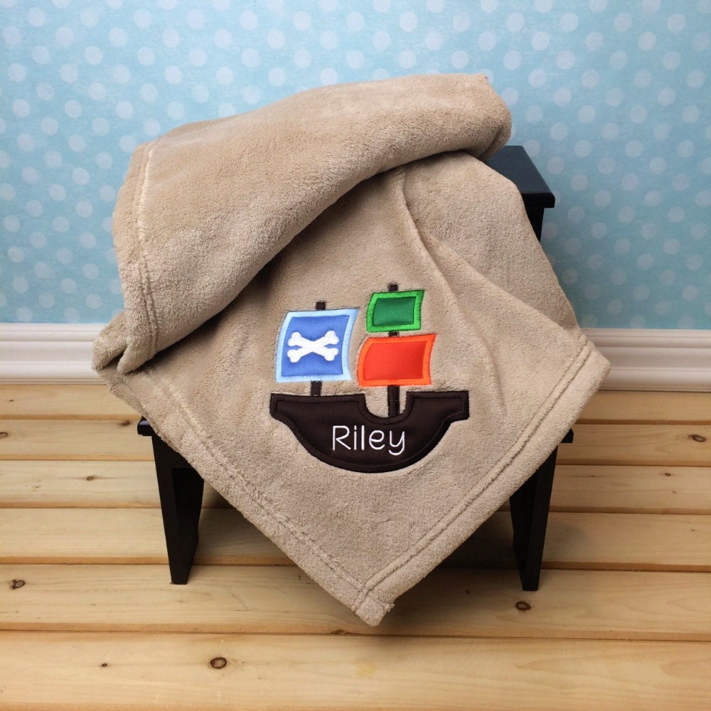 Personalized Pirate Ship Blanket Pirate Ship applique