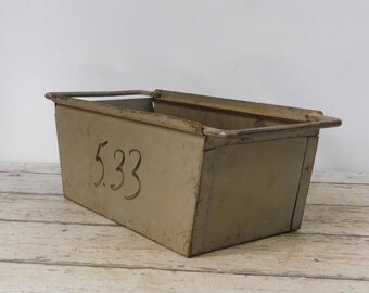 Vintage Metal Bin Vintage Metal Box Industrial Metal Decor Metal Basket Storage 1