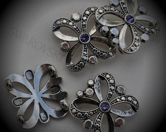Large Genuine Silver Plated Swarovski Crystal Sliders Tanzanite