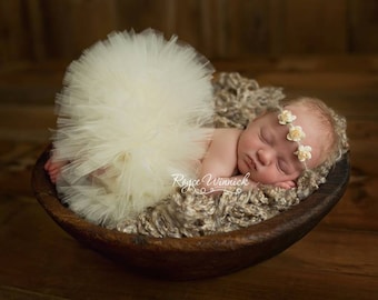 IVORY TUTU and Tieback, Newborn Tutu, Baby Tutu, Ivory Tutus, Newborn Photo Prop, Photo Prop, Tutus for Children, Tutu Set, Ivory Tutu Set