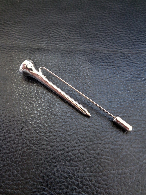 Golf tee pin vintage minimalist silver tone golf hat pin