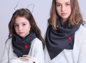 Mommy And Me Scarf , Dark Grey Scarf , Matching Scarf , Kids Scarf , Big Sister Little Sister , Bib Scarf , Button Scarf , Free Shipping