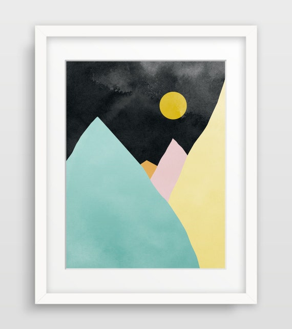 Mountain Art Geometric Print Modern Abstract Wall Art