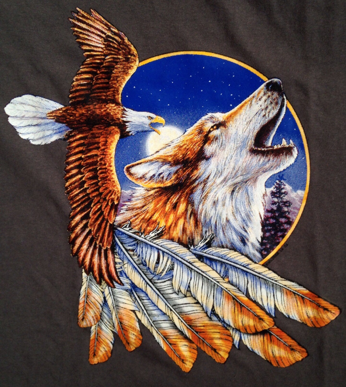 Eagle and Wolf Native American t shirt