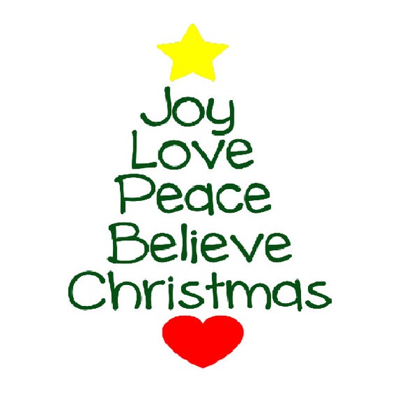 Christmas Printable. Christmas Tree. Joy Love Peace Believe