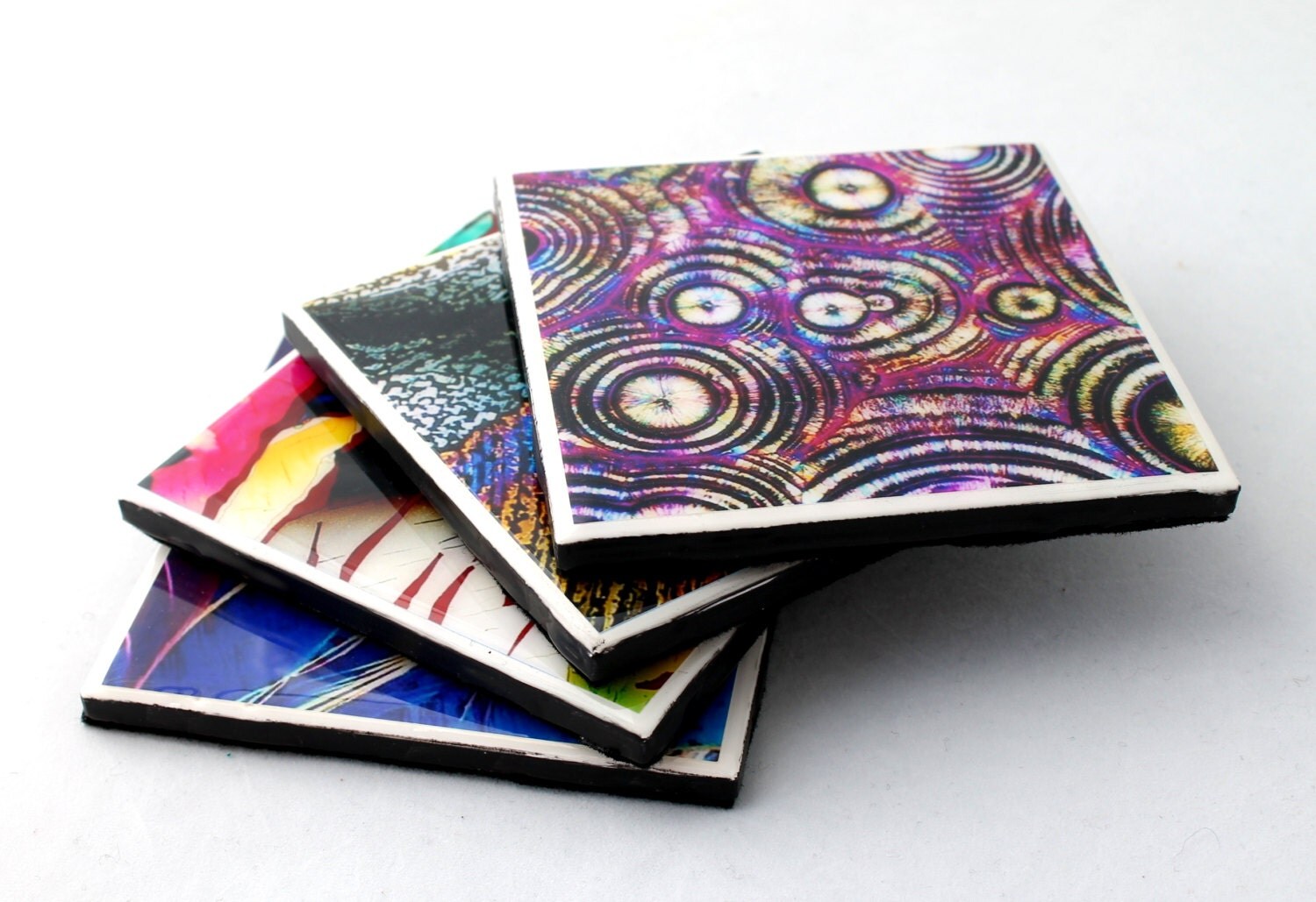 resin tile coasters set of 4 cocktail coasters white