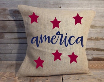 America Pillow Cover ...Freedom Pillow Cover..Patriotic decor