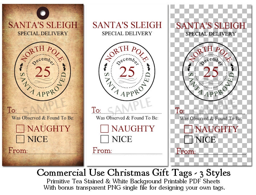 CU OK Primitive Naughty Or Nice Printable Christmas Tags CU4CU
