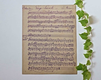 old handwritten music sheet - Vierge Sainte E Missa