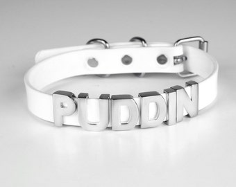 Harley Quinn "PUDDIN" Choker Replica | Cosplay | Suicide Squad Movie | Halloween Costume | Pop Culture | Comics | Small Letters - SILVER