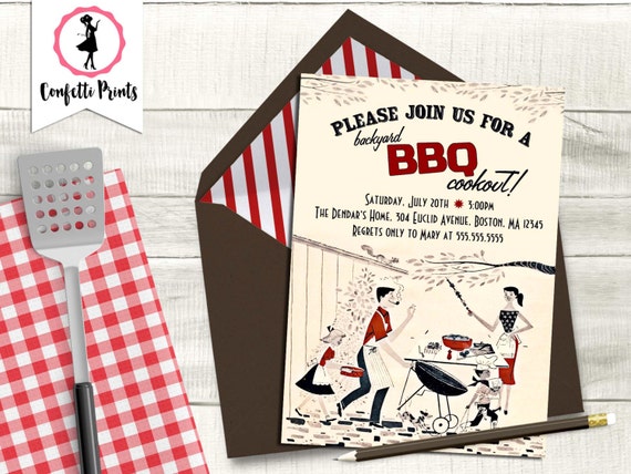 Barbecue Invitation | Pool Party | Fourth Of July | 4th of July | Graduation Party Invitation | Rehearsal BBQ - Backyard BBQ Printable Il_570xn