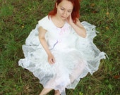 Fairy wedding dress for boho wedding - Alternative white wedding dress from silk and wool - Bespoke summer bridal dress