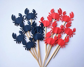 Crabs Cupcake Toppers - Toothpicks Cupcake Toppers, Food Picks