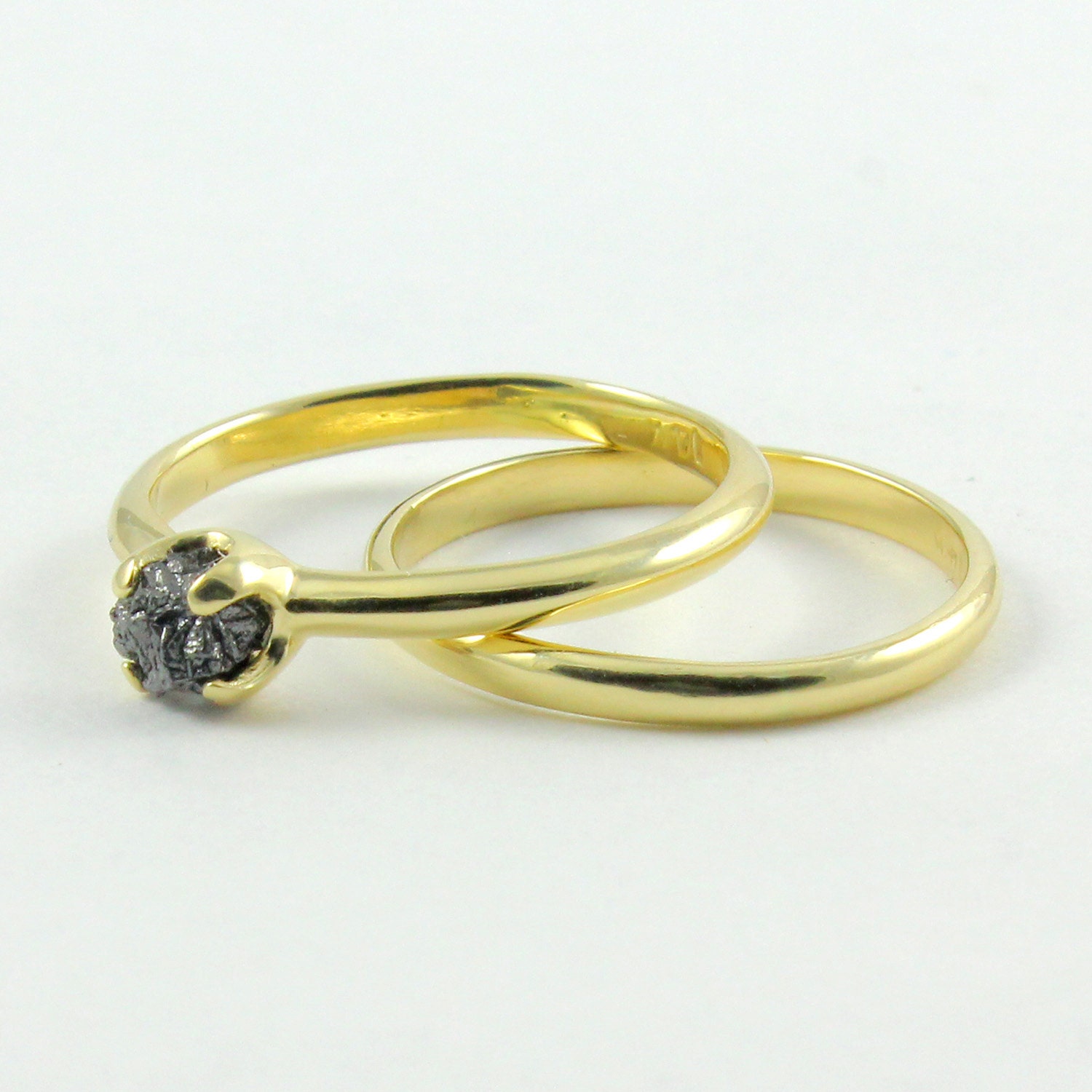 Set of Wedding Rings 14K Yellow Gold Engagement Ring