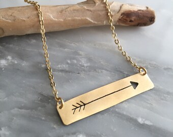 Arrow necklace - gold arrow necklace - custom personalized pendant