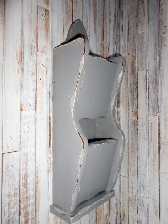 Mail and Bill Holder Wall Mount Grey Mail / Bill Organizer