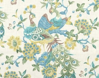Peacock Curtain>>SALE Custom Made Designer Valance or Cafe Curtains Preen Fabric