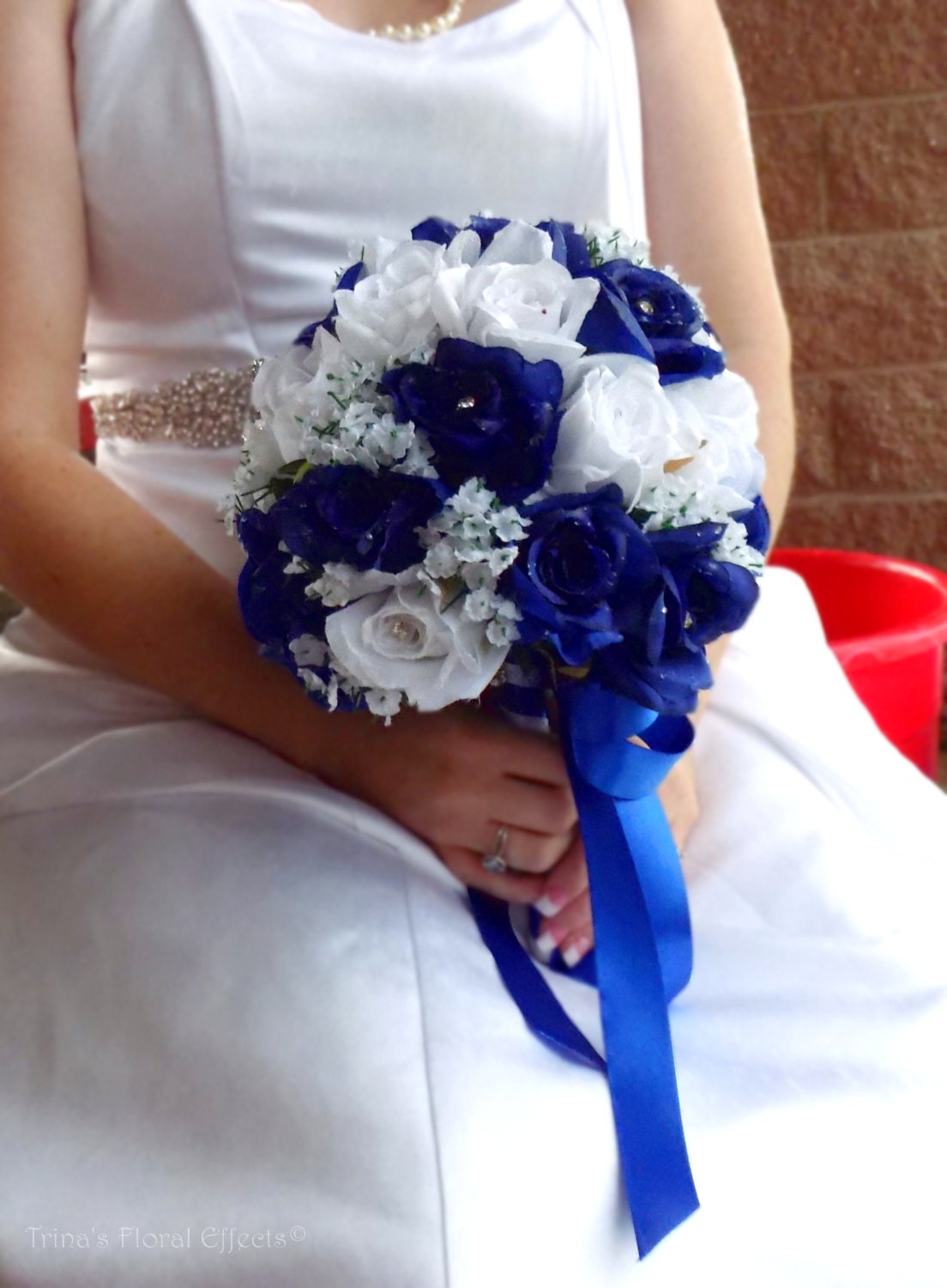 Wedding Bouquet Set White And Blue Rose Bouquet Flower 