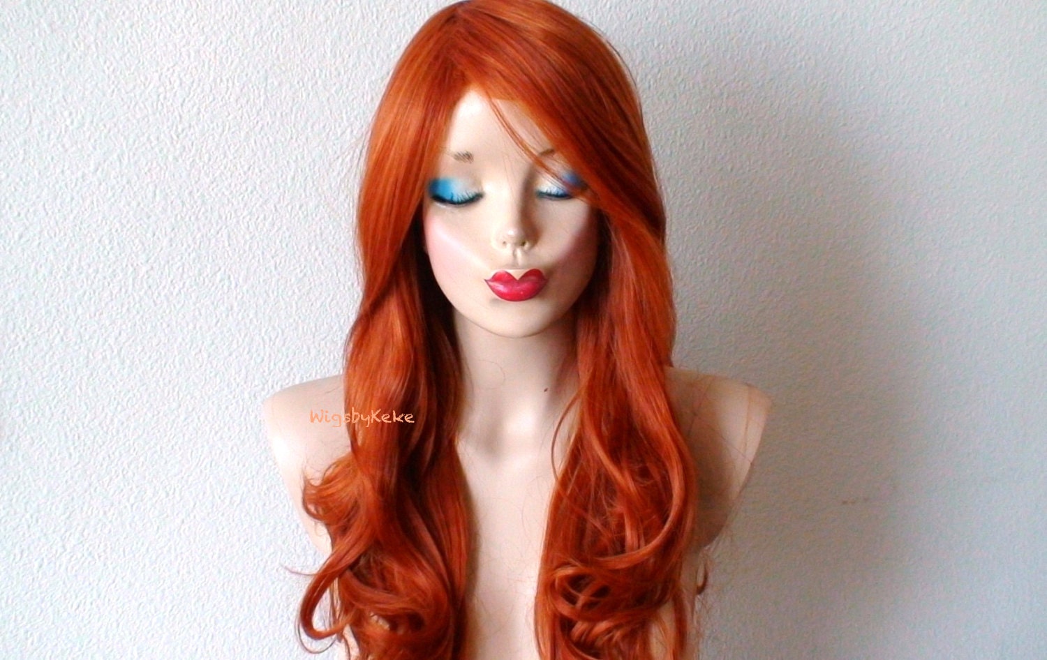 Ginger Red Wig Long Wavy Hairstyle Wig Durable Heat Friendly 6421