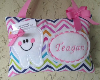 Tooth Fairy Pillow Personalized Chevron Multi