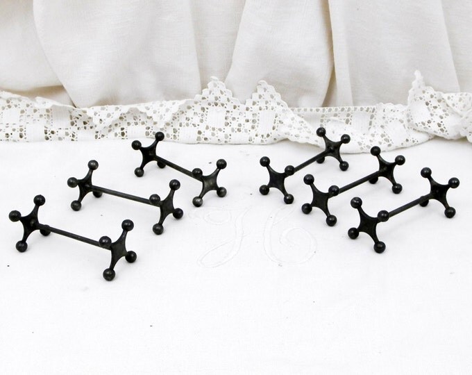 6 Vintage French Blackened Metal Knife Rests, French Decor, French Dinnerware, Retro Home Interior, Retro Vintage Home Interior, Tableware