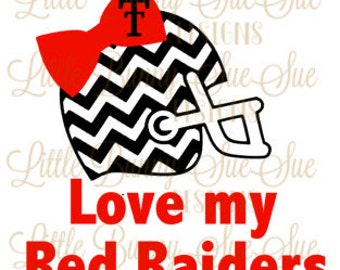 Texas Tech, Red Raiders, Football and Bows, SVG PNG DXF Cutting Machine File, Silhouette File, Cricut File, Tshirt Design