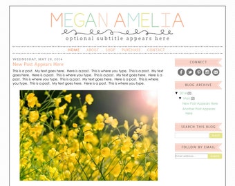 Blogger Template Premade Blog Design Theme - Megan Amelia - INSTALLATION INCLUDED - Colorful, Rainbow, Responsive, Pastel, Teacher Blog