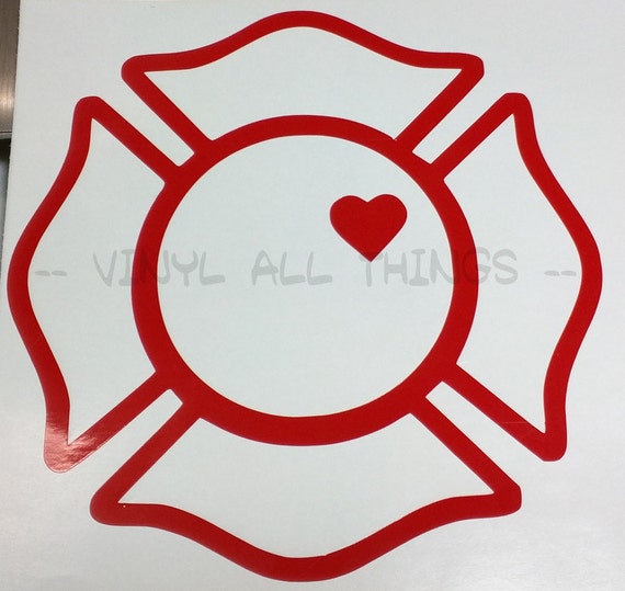 Maltese Cross with Heart. Perfect for Fire Wife by VinylAllThings