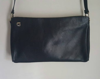 Ganson Black Leather Shoulder Clutch Bag