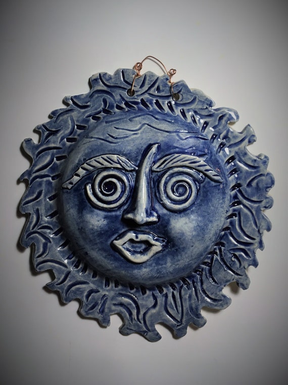 Ceramic sun wall plaque patio decor & garden art sun wall