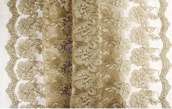 gold cord lace fabric retro floral lace fabric gold alencon Fabric lace gold sample