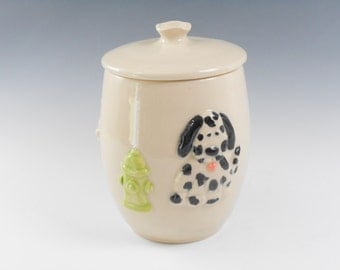Dog treat jar - dog jar - dog lovers jar - pottery canister - ceramic canister J63