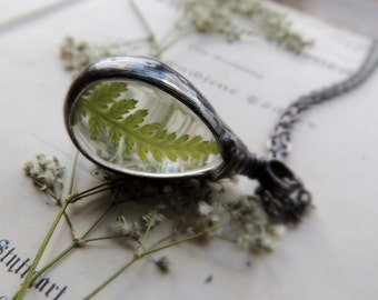 Tiny woodland necklace, fern necklace, terrarium necklace, delicate drop necklace, mariaela, boho, gypsy, bridesmaids necklaces, suncather