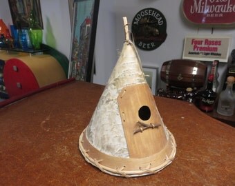 White Birch Bark Bird House TeePee