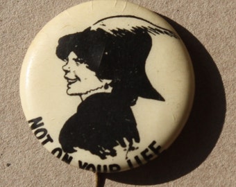 Celluloid, "Not on Your Life," Hassan Cigarettes, Vintage, Pin Back Button