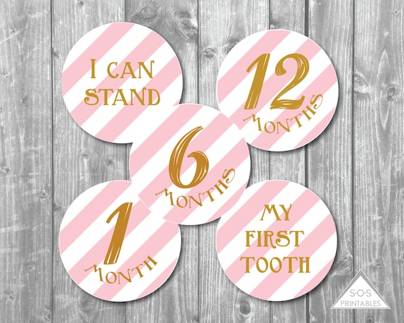 Pink and Gold Printable Baby Milestone Stickers Baby Girl