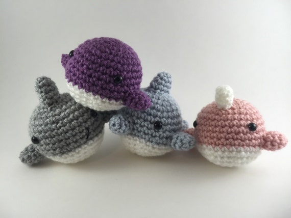 Amigurumi ocean Animal narwhal dolphin shark by TheKnitKnackShop