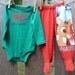 Chirstmas PJ's Santa's Favorite and Rudolph Baby Footed Upcycled/recycled t shirt Pajama/Lounge Pant Set size 3-6 months