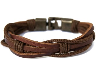 Mens Leather Bracelet for Guys Brown Braided Rope Mens Bracelet for Mens Gift Husband Gift Mens Jewelry Gift for Him Birthday Gift Mens