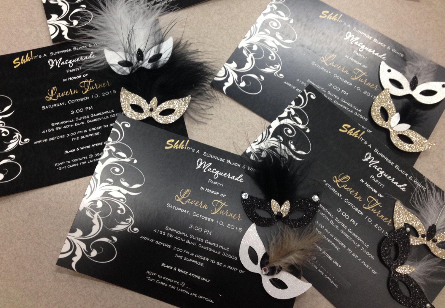 Gorgeous Masquerade Invitations x25 Masks