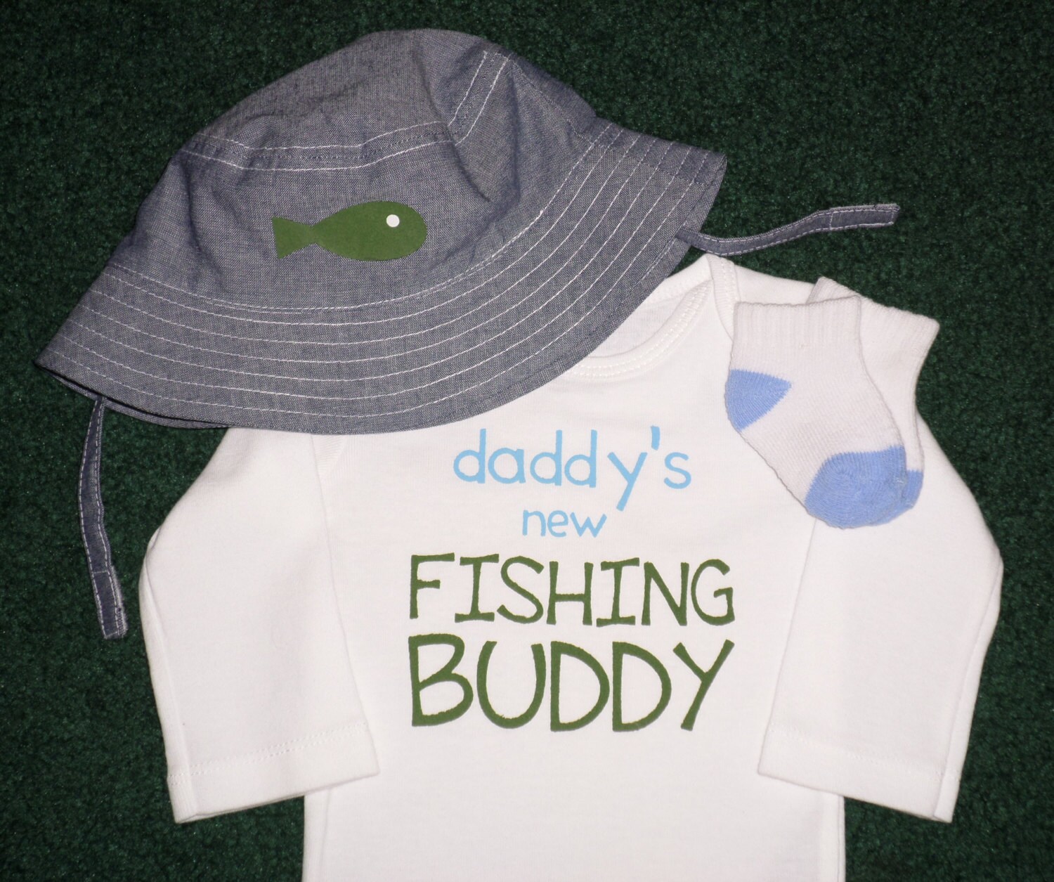Daddy's New Fishing Buddy Bodysuit Gift Sets For Baby Boys